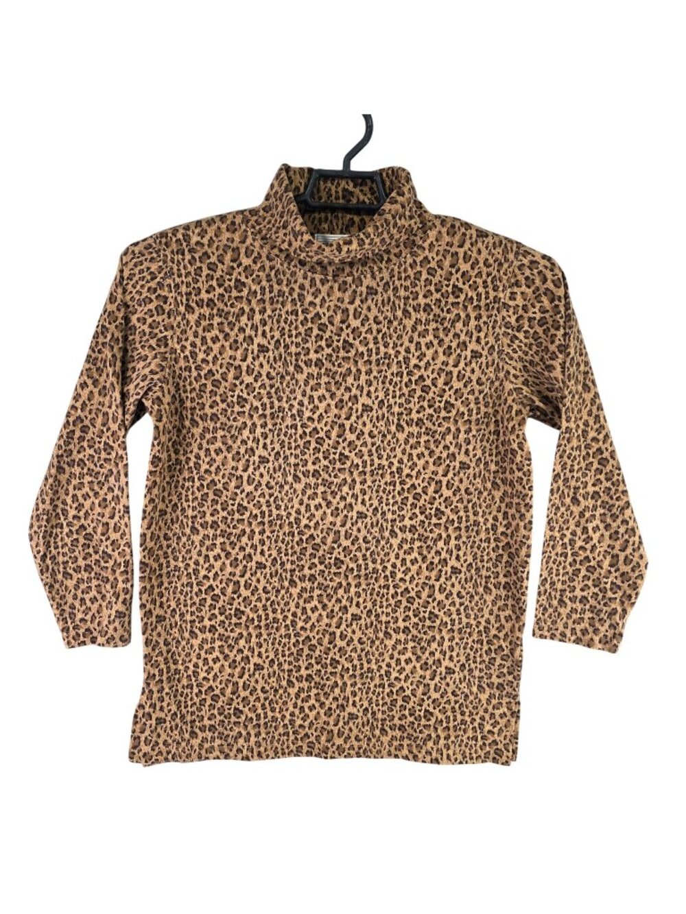 Womens Jones Wear Sport Brown Leopard Print Mock Neck Top Long Sleeve Size XL
